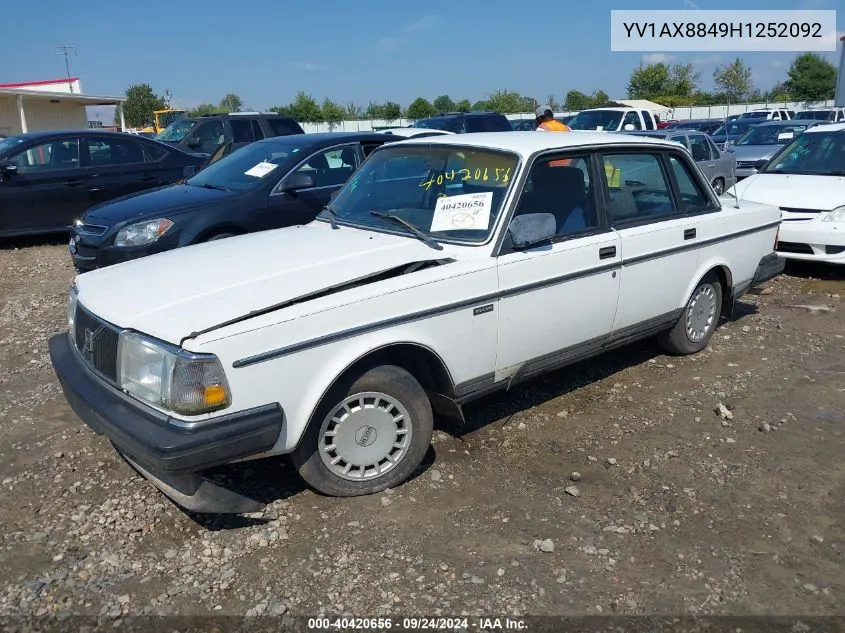 1987 Volvo 244 Dl/Gl VIN: YV1AX8849H1252092 Lot: 40420656