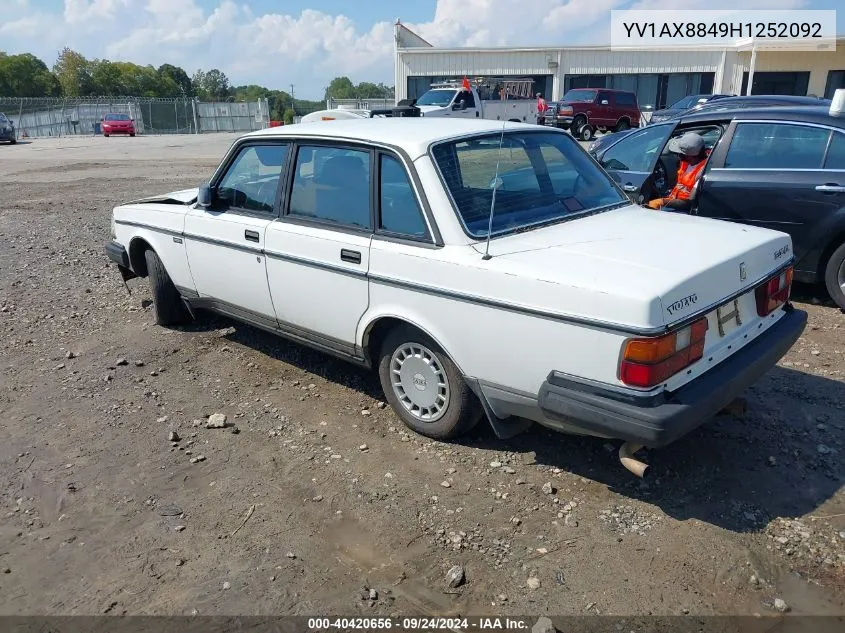 1987 Volvo 244 Dl/Gl VIN: YV1AX8849H1252092 Lot: 40420656