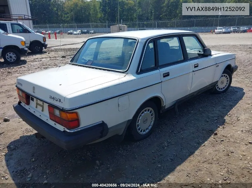 1987 Volvo 244 Dl/Gl VIN: YV1AX8849H1252092 Lot: 40420656