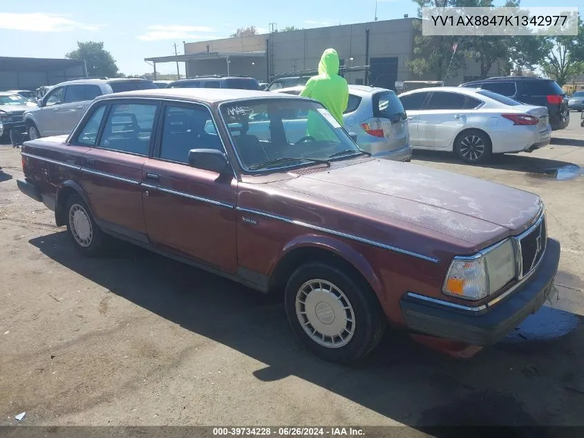 1989 Volvo 244 Dl/Gl VIN: YV1AX8847K1342977 Lot: 39734228