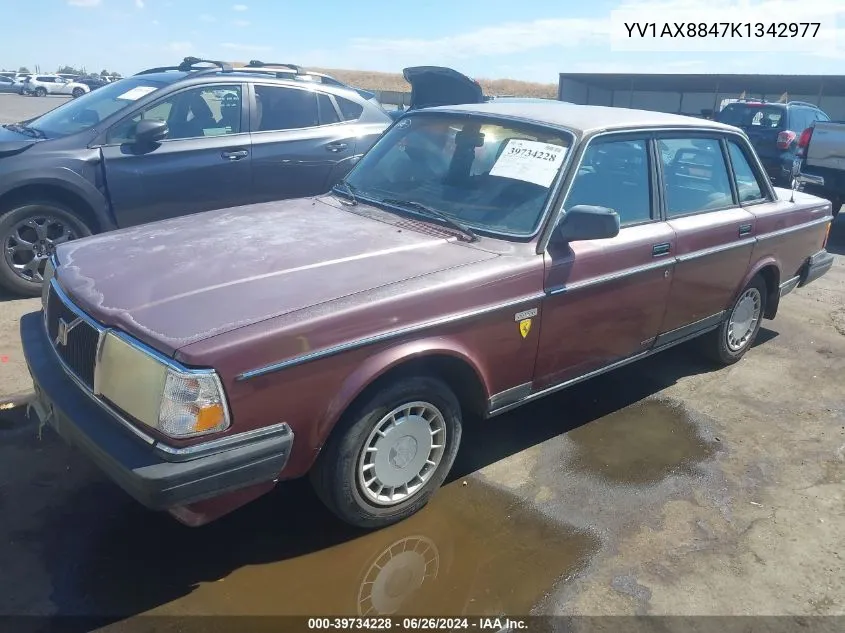 1989 Volvo 244 Dl/Gl VIN: YV1AX8847K1342977 Lot: 39734228