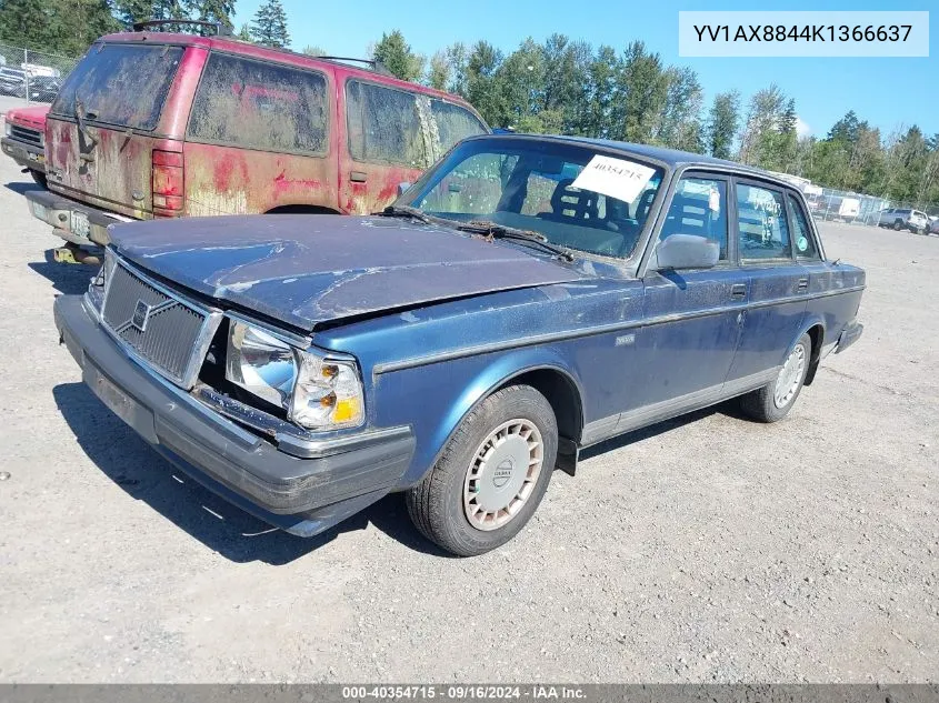 1989 Volvo 244 Dl/Gl VIN: YV1AX8844K1366637 Lot: 40354715