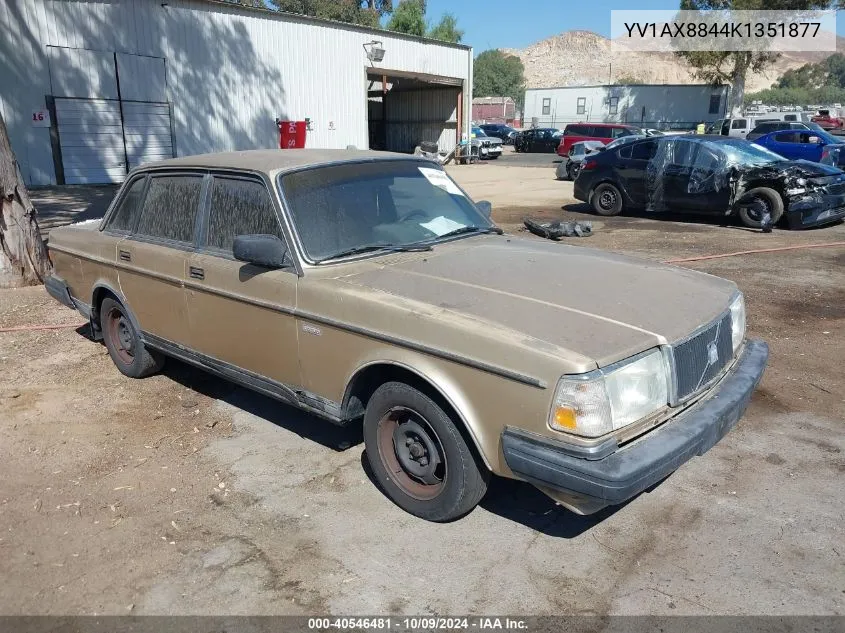 1989 Volvo 244 Dl/Gl VIN: YV1AX8844K1351877 Lot: 40546481