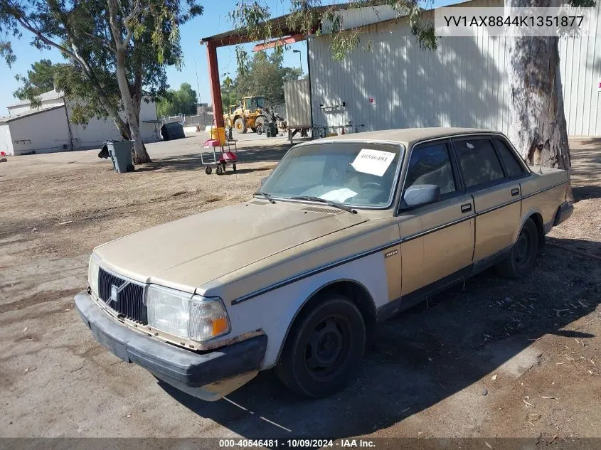 1989 Volvo 244 Dl/Gl VIN: YV1AX8844K1351877 Lot: 40546481