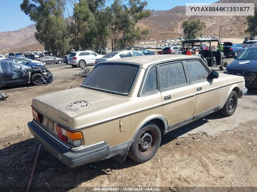 1989 Volvo 244 Dl/Gl VIN: YV1AX8844K1351877 Lot: 40546481