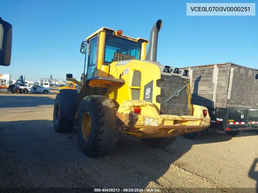 2014 Volvo L70G VIN: VCE0L070GV0000251 Lot: 40439213