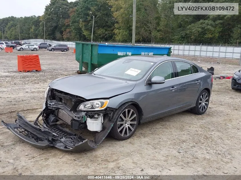 2016 Volvo S60 Inscription T5 Drive-E Premier VIN: LYV402FKXGB109472 Lot: 40411646