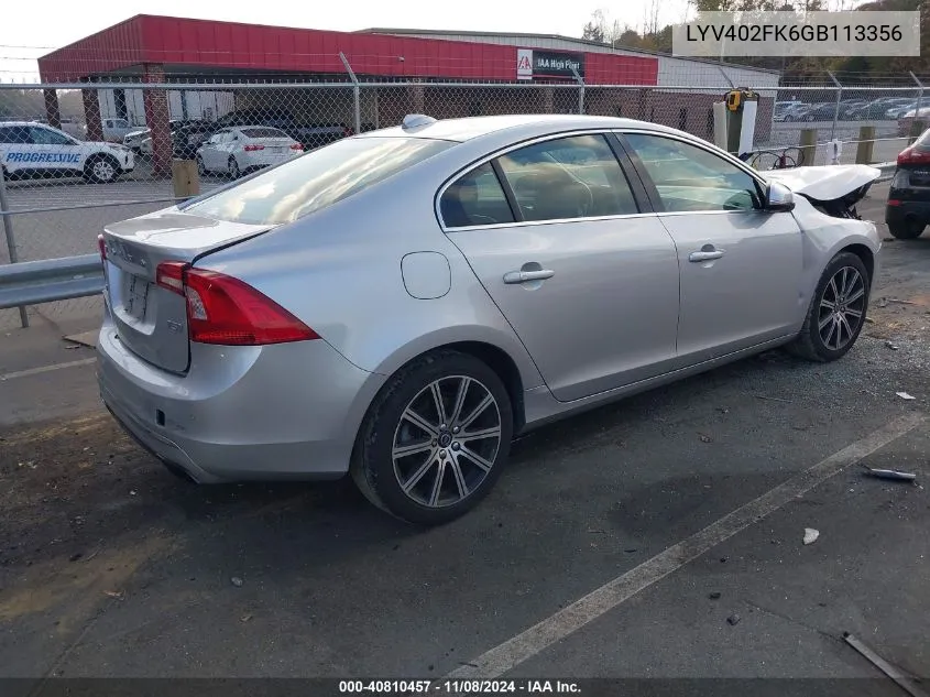 2016 Volvo S60 Inscription T5 Drive-E Premier VIN: LYV402FK6GB113356 Lot: 40810457