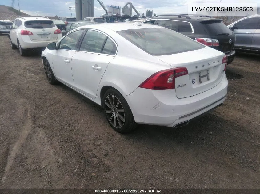 2017 Volvo S60 Inscription T5 VIN: LYV402TK5HB128503 Lot: 40084915