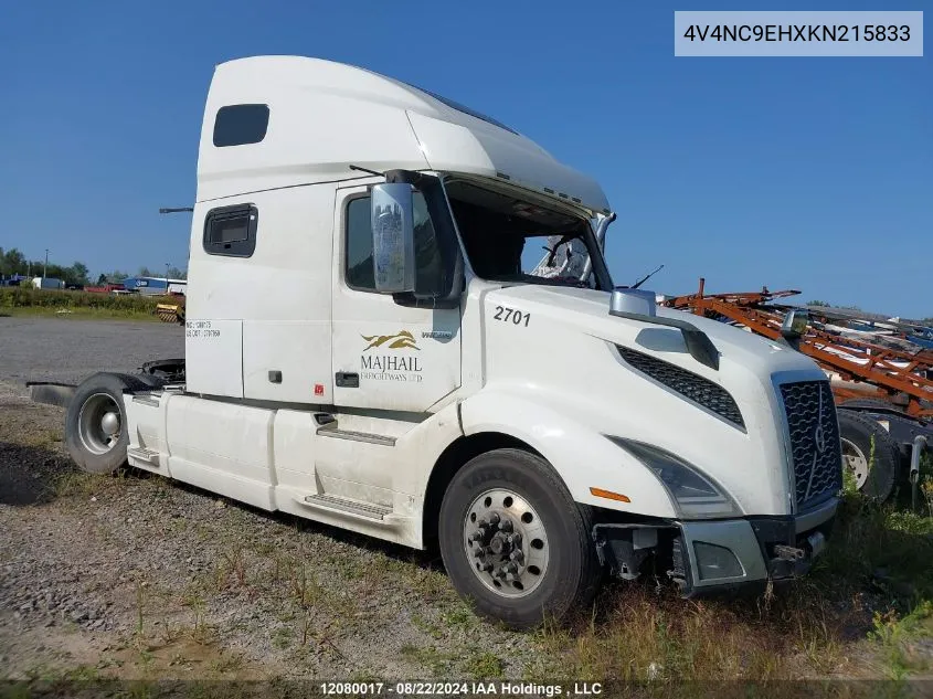 2019 Volvo Vnl VIN: 4V4NC9EHXKN215833 Lot: 12080017