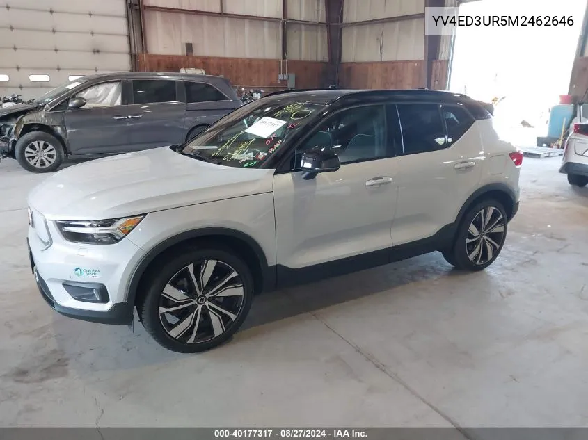 2021 Volvo Xc40 Recharge Pure Electric P8 VIN: YV4ED3UR5M2462646 Lot: 40177317