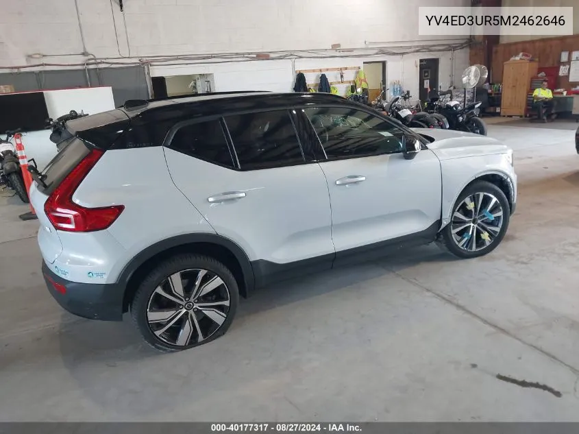 2021 Volvo Xc40 Recharge Pure Electric P8 VIN: YV4ED3UR5M2462646 Lot: 40177317