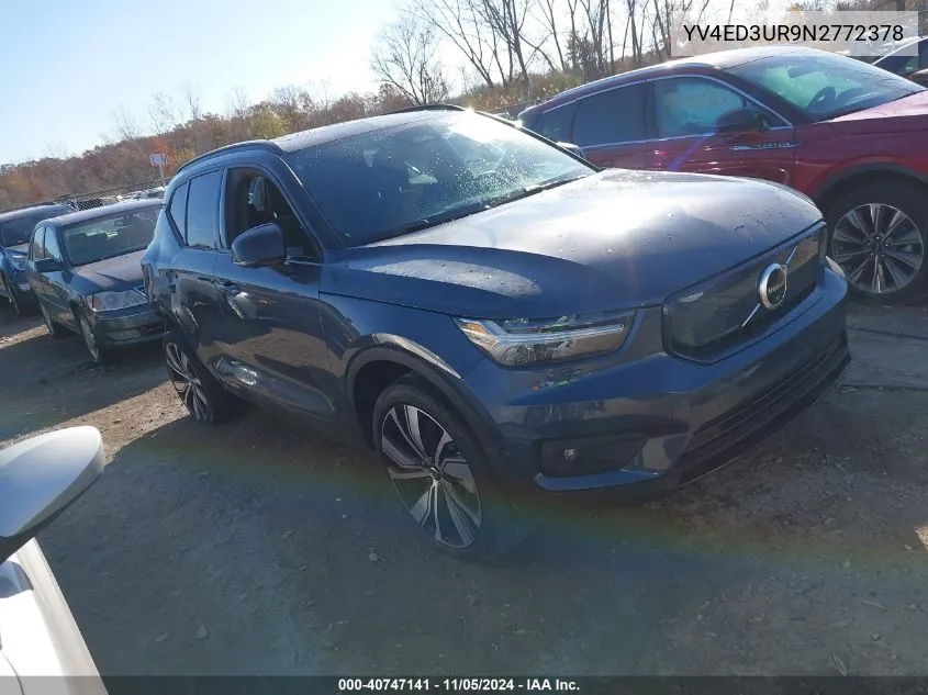 2022 Volvo Xc40 Recharge Pure Electric P8 Twin Plus VIN: YV4ED3UR9N2772378 Lot: 40747141