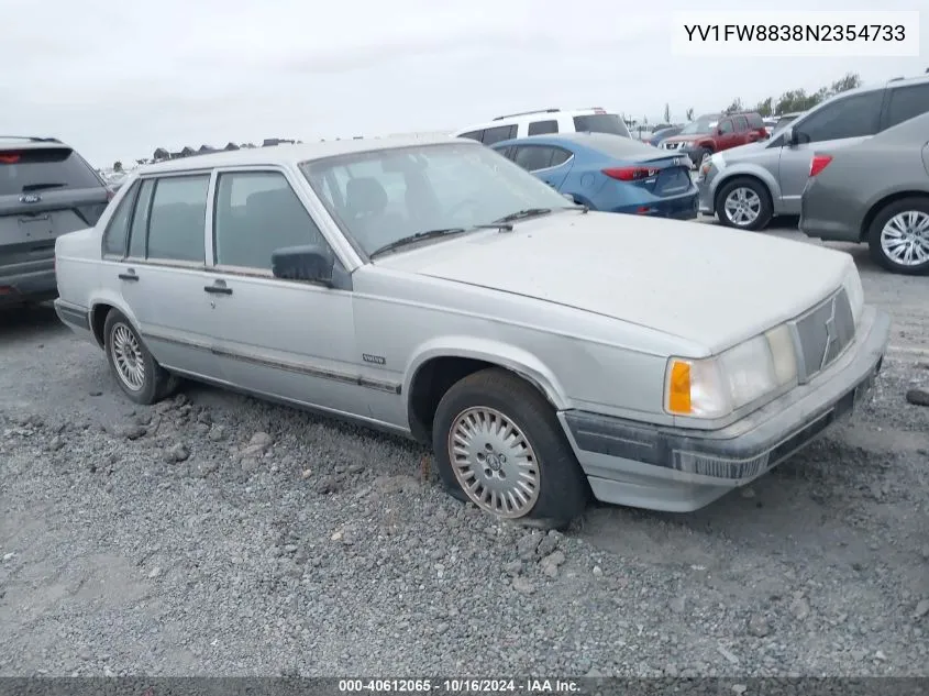 1992 Volvo 740 VIN: YV1FW8838N2354733 Lot: 40612065