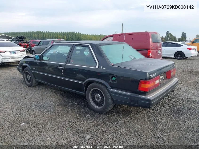 1989 Volvo 780 VIN: YV1HA8729KD008142 Lot: 40577561