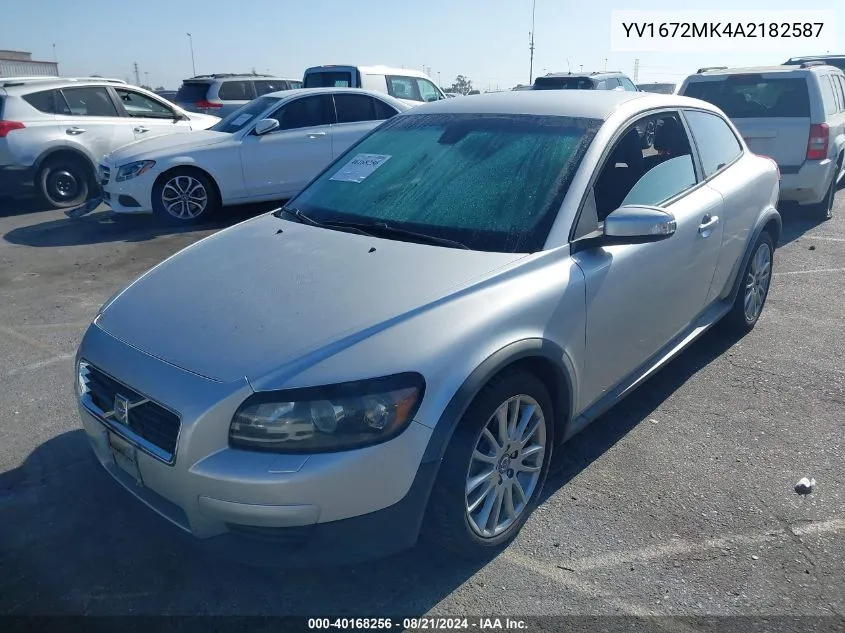 2010 Volvo C30 T5 VIN: YV1672MK4A2182587 Lot: 40168256