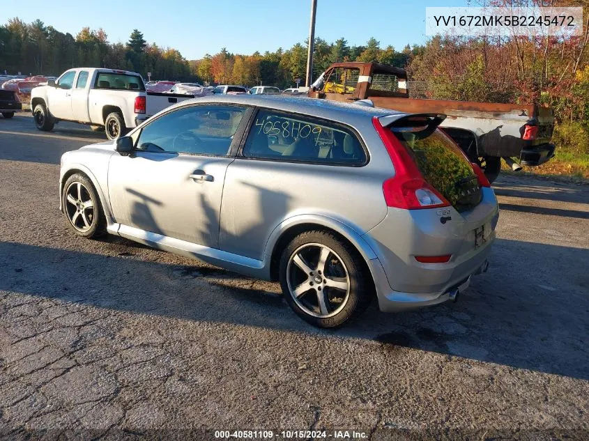 2011 Volvo C30 T5 R-Design VIN: YV1672MK5B2245472 Lot: 40581109