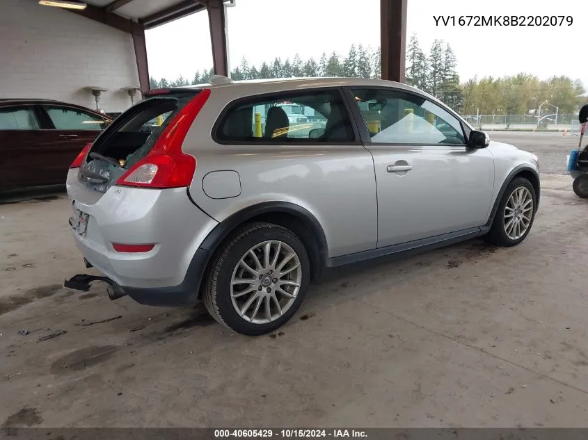 2011 Volvo C30 T5/T5 R-Design VIN: YV1672MK8B2202079 Lot: 40605429