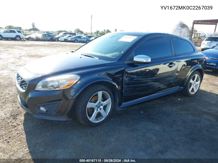 2012 Volvo C30 T5/T5 Platinum/T5 Premier Plus/T5 R-Design/T5 R-Design Platinum/T5 R-Design Premier Plus VIN: YV1672MK0C2267039 Lot: 40167115