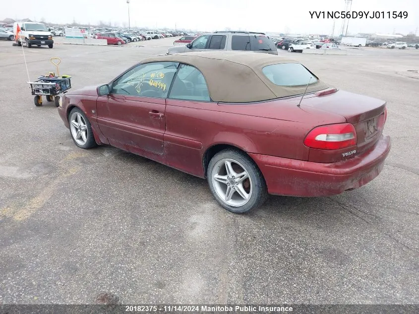 2000 Volvo C70 VIN: YV1NC56D9YJ011549 Lot: 20182375