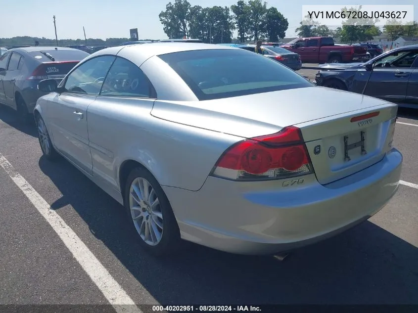 YV1MC67208J043627 2008 Volvo C70 T5