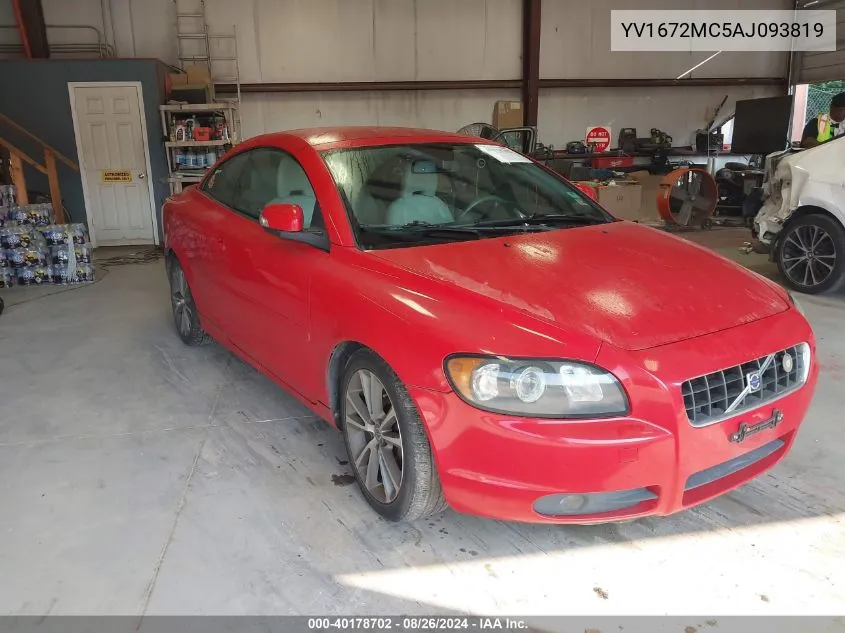 2010 Volvo C70 T5 VIN: YV1672MC5AJ093819 Lot: 40178702