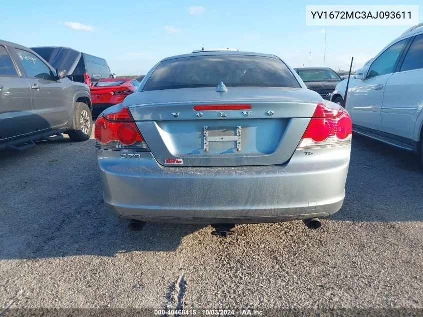 2010 Volvo C70 T5 VIN: YV1672MC3AJ093611 Lot: 40468415