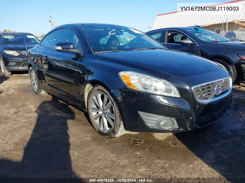 2011 Volvo C70 T5 VIN: YV1672MC0BJ119003 Lot: 40676225