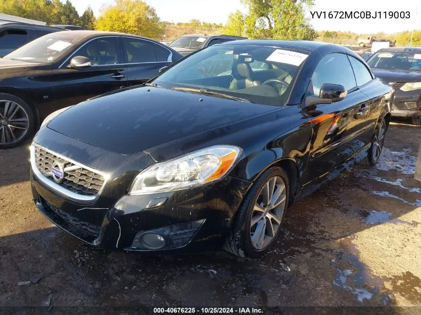 2011 Volvo C70 T5 VIN: YV1672MC0BJ119003 Lot: 40676225