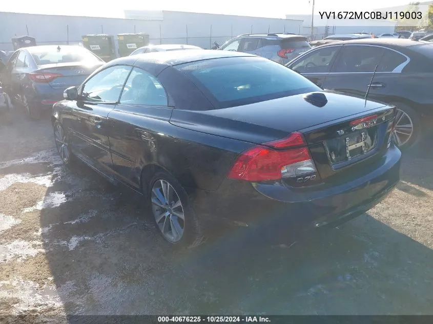 2011 Volvo C70 T5 VIN: YV1672MC0BJ119003 Lot: 40676225