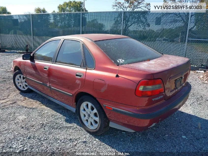 2000 Volvo S40 A/As VIN: YV1VS2555YF540303 Lot: 40662483