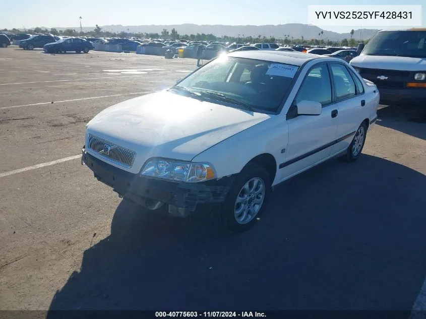 2000 Volvo S40 A/As VIN: YV1VS2525YF428431 Lot: 40775603