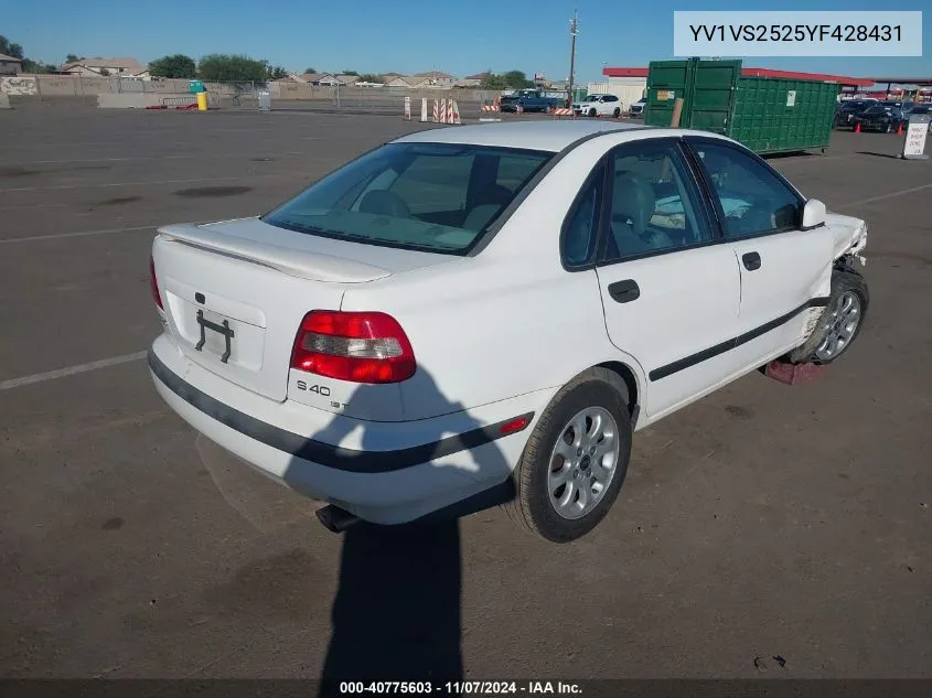 2000 Volvo S40 A/As VIN: YV1VS2525YF428431 Lot: 40775603