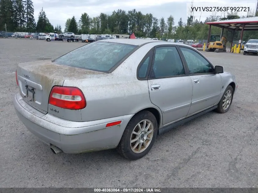 2003 Volvo S40 A VIN: YV1VS27563F992721 Lot: 40363864