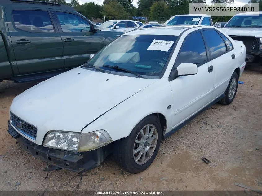 2003 Volvo S40 A VIN: YV1VS29563F934010 Lot: 40379793