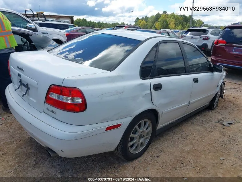 2003 Volvo S40 A VIN: YV1VS29563F934010 Lot: 40379793