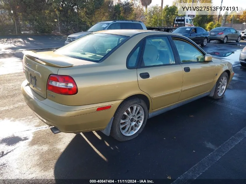 2003 Volvo S40 A VIN: YV1VS27513F974191 Lot: 40847404