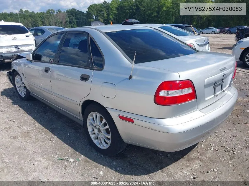 2004 Volvo S40 A/Lse VIN: YV1VS275X4F030083 Lot: 40381623