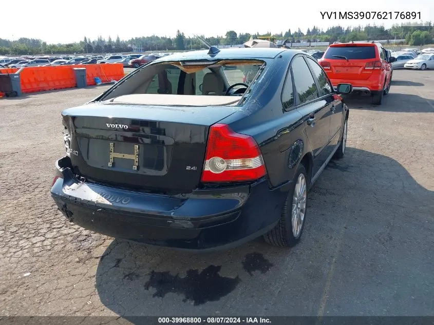 2006 Volvo S40 2.4I VIN: YV1MS390762176891 Lot: 39968800