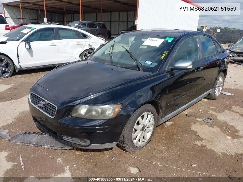 2006 Volvo S40 T5 VIN: YV1MS682062151559 Lot: 40306955