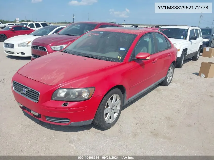 2006 Volvo S40 2.4I VIN: YV1MS382962172778 Lot: 40408366