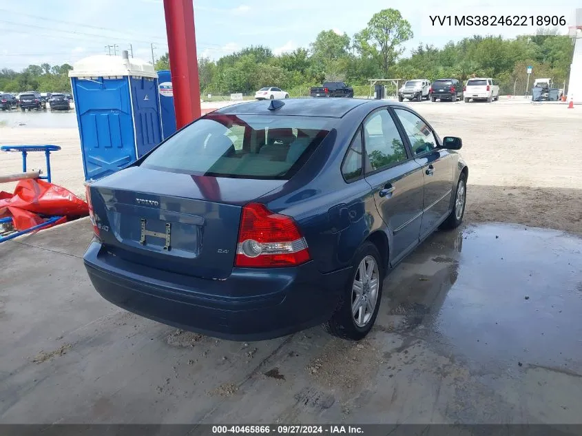 2006 Volvo S40 2.4I VIN: YV1MS382462218906 Lot: 40465866