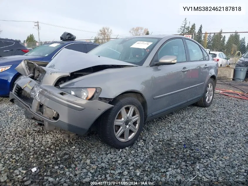 2006 Volvo S40 2.4I/2.4L VIN: YV1MS382462187818 Lot: 40777370