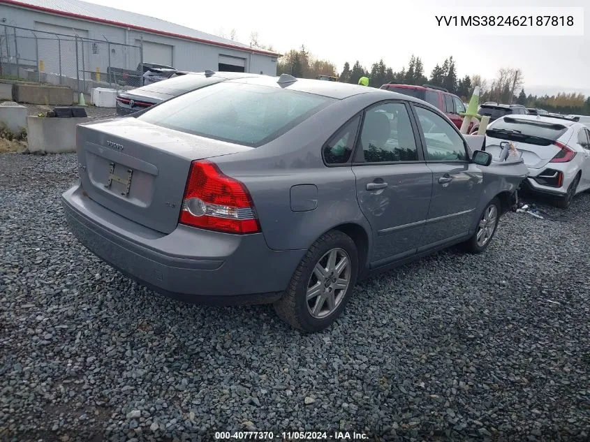 2006 Volvo S40 2.4I/2.4L VIN: YV1MS382462187818 Lot: 40777370