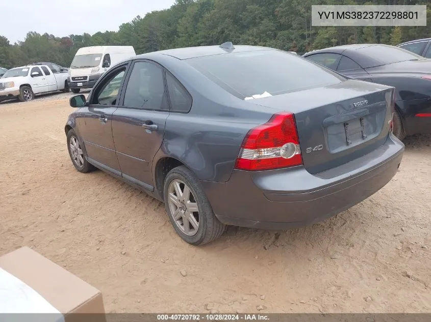 2007 Volvo S40 2.4I VIN: YV1MS382372298801 Lot: 40720792