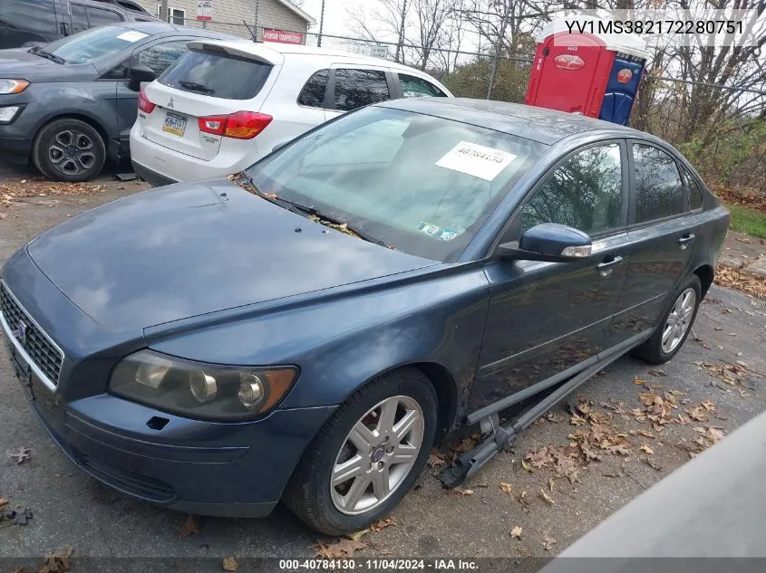 2007 Volvo S40 2.4I VIN: YV1MS382172280751 Lot: 40784130