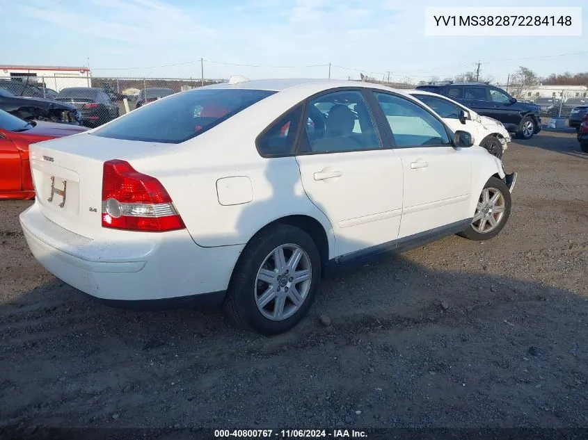 2007 Volvo S40 2.4I VIN: YV1MS382872284148 Lot: 40800767