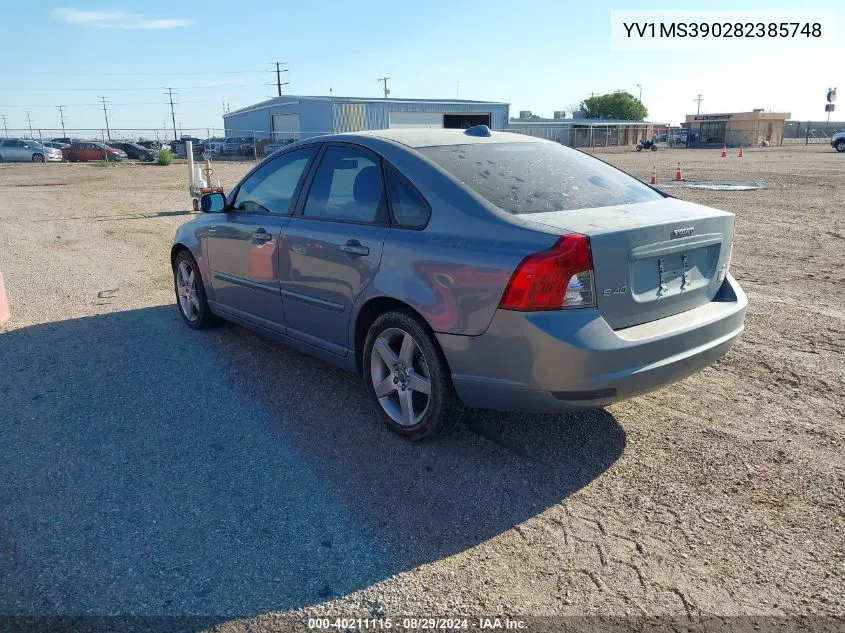 2008 Volvo S40 2.4I VIN: YV1MS390282385748 Lot: 40211115