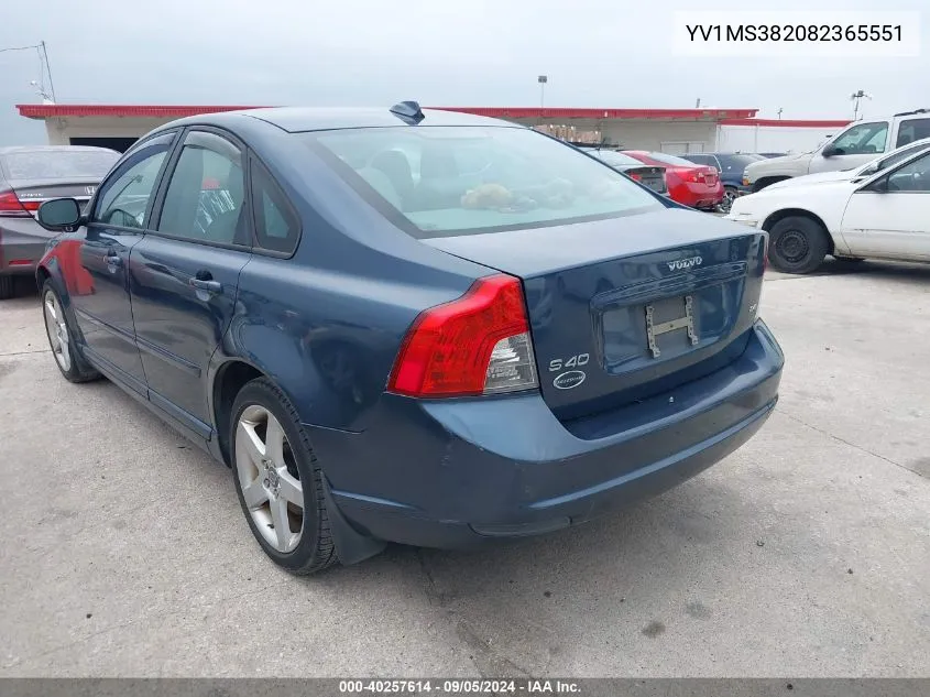 2008 Volvo S40 2.4I VIN: YV1MS382082365551 Lot: 40257614