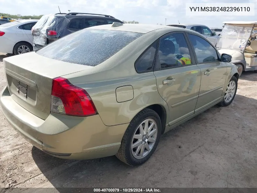 2008 Volvo S40 2.4I VIN: YV1MS382482396110 Lot: 40700079